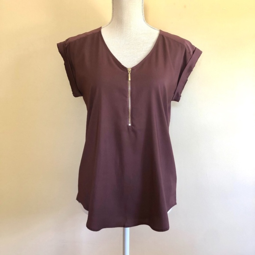 Express . Gramercy Tee Exposed Zip Blouse
